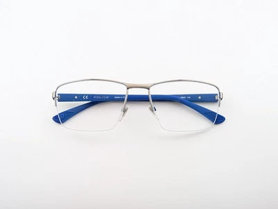 Gafas de policía, solo marcos, VPLF50K 08M3, 57-17-145, metal, azul/plateado Foto 1 de 4