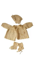 Traje de bautizo de bebé vintage hecho a mano a ganchillo - Imagen 1 de 6