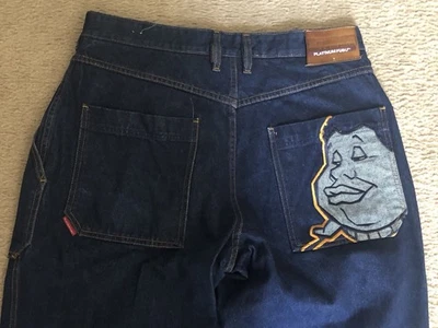 Vintage Y2K FUBU Platinum Fat Albert Embroidered Baggy Denim Jeans Size 36x33 - Image 1 of 4