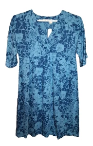 La Cera Women's Pretty Blue Floral Dress Size 2x, 3/4 Sleeves, V-Neck New w/Tags - Picture 1 of 8