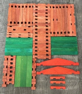 ROY TOY(similar to Lincoln logs)  Wood Building Set 66 Pc lot - Picture 1 of 12