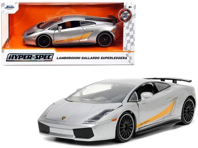 Lamborghini Gallardo Superleggera prata metálica com listras amarelas "Hyper-Spe - Imagem 1 de 4
