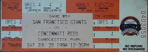 Will Clark Gary Carter Giants Reds Candlestick MLB Full Ticket Stub 7/28/1990 - Foto 1 di 2