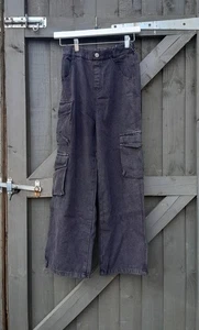 Denim Cargo Jeans schwarz Mädchen Alter 13 mehrere Taschen verwaschener Effekt - Bild 1 von 5