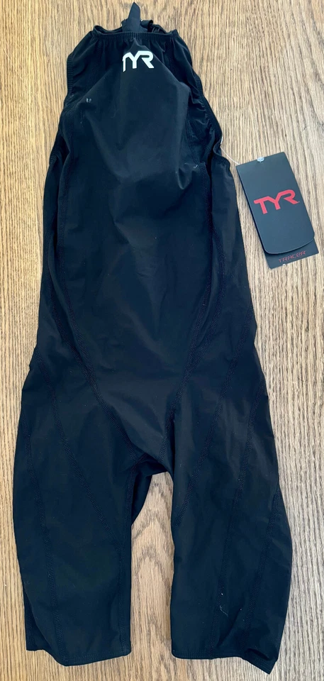 TYR Men's 28 Black Tracer Light Short John Swim Tri Back ZIPPER USA Made
