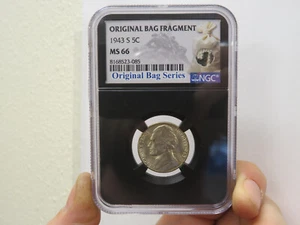 1943 S Jefferson War Nickel NGC MS 66 Original Bag Fragment - Picture 1 of 5