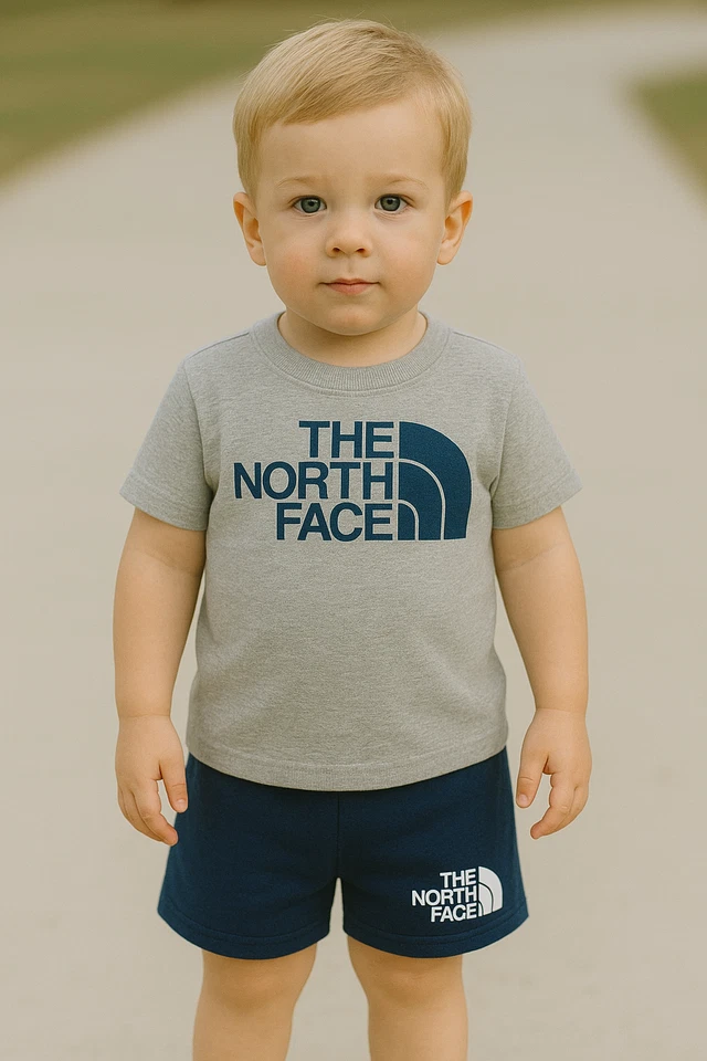 The North Face Toddler Cotton Summer T-Shirt and Short Set Grey Navy / RRP £35 - Image 1 of 4