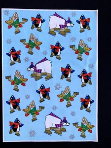 Vintage Sticker Sheet Christmas Winter Highlights for Children Ice Skating - Bild 1 von 4