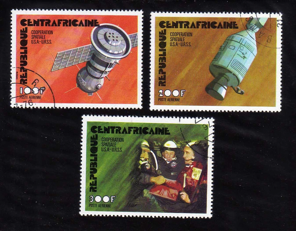 CENTRAL AFRICAN REPUBLIC - 1976  Sc #C135-137  SPACE COOPERATION - Image 1 of 1