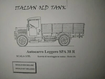 Italian Old Tank Spa 38 Stampo Criel Model No Historica 1/35 Resin - Immagine 1 di 3