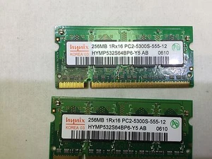 Hynix 512MB 2X256MB PC2-5300S DDR2 Laptop RAM HYMP532S64BP6-Y5 (K50-06) - Picture 1 of 2