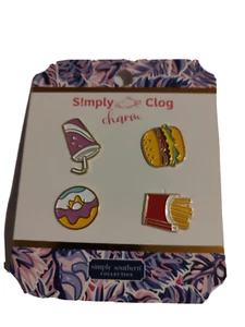Simply Southern Clog Crocs Metal 4pk Charms Burger Fries Donut Drink - Picture 1 of 2