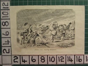 IMPRESIÓN ANTIGUA 1912 ~ DUCHAS VOLADORAS DE JULIO CLIMA INGLÉS GEORGE CRUIKSHANK - Imagen 1 de 2