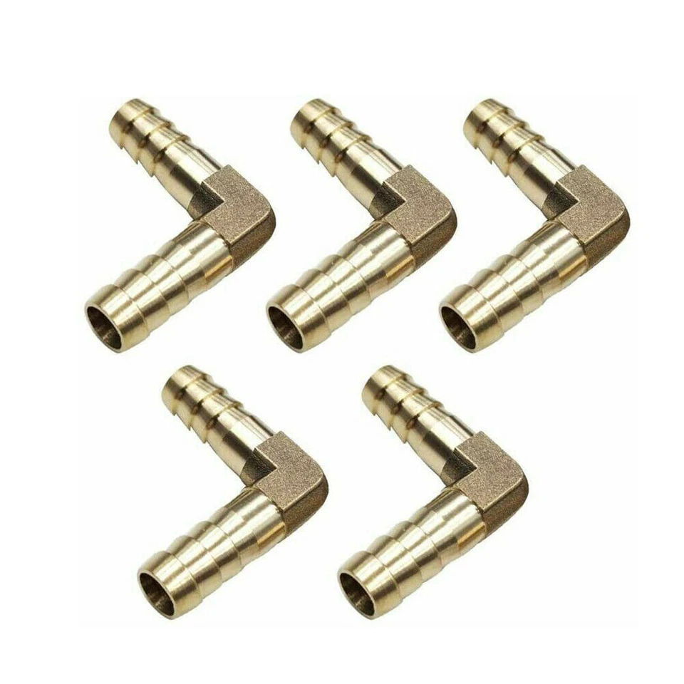 5Pcs 1/4" Hose ID Brass Hose Barb 90 Degree Elbow Fitting L Right Angle Atapter - Image 1 of 4