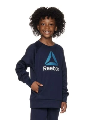 Reebok Sweatshirt Boy's Small (6/7) Blue Essential Fleece Pullover Crewneck NEW - Image 1 of 4
