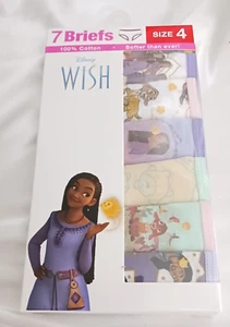 Disney Girls' Wish Size 4 -100%  Cotton 7-Pack Underwear Briefs - Picture 1 of 3