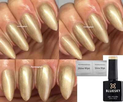 BLUESKY GEL NAIL POLISH GOLD DUST METALLIC CHAMPAGNE GOLD BP03 UV LED SOAK OFF