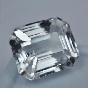 Flawless Natural White Sapphire Emerald Shape CERTIFIED 9.20 Ct Loose Gemstone - Picture 1 of 4