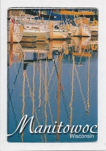 Postcard Wisconsin Manitowoc Harbor Marina Lake Michigan MINT - Picture 1 of 1