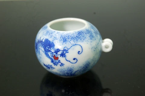 Hand Painted Porcelain Bird Feeder Bowl for Chinese Bamboo Cage Flying Dragon Cover