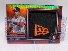 GAME USED LOGO PATCH /5 2023 Bowman Chrome Noelvi Marte Reds Arizona Fall League