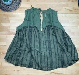 Free People F557T750 Top ricamato verde oliva combinato senza maniche - M - $78 - Foto 1 di 5