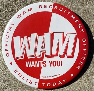 WAM Wants You Official Recruitment Officer Marvel Pin-Back Button FREE Shipping - Picture 1 of 7