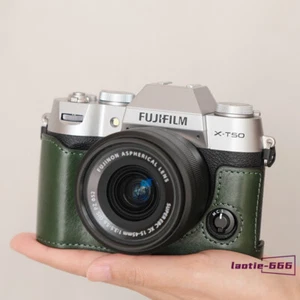 Genuine Leather Half Case For Fujifilm X-T50 Insert XT50 Camera Cover Strap New - Picture 1 of 31