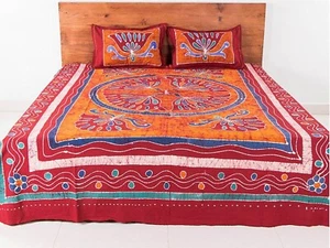 Hand Batik_bedspread_100% Cotton_ King Size (108 x 85 inch) with Pillow Covers 2 - Picture 1 of 2
