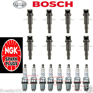 x8 BOSCH Ignition Coil +8 NGK PLugs Spark Plug Kit for BMW 545i 645ci 745i 745Li