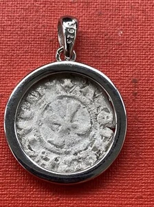 Templar Cross SILVER crusader coin Byzantine 1200AD pendant - Picture 1 of 4