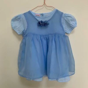 Top de 2 piezas para niñas pequeñas - Azul suave 2T/3T - Camisa base de algodón y Ch a juego - Imagen 1 de 3