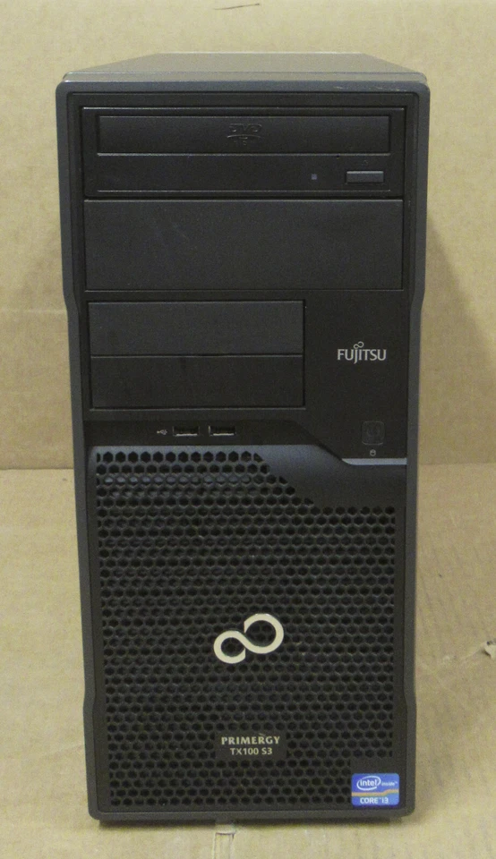 Fujitsu Primergy TX100 S3p Tower Server i3-3220 3.3GHz 2GB Ram 500GB HDD DVD ROM - Image 1 of 4