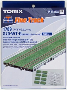 Tomix 1789 Wide Tram Straight Track S70-WT-G(F) (8 pieces) w/Guardrail (N scale) - Picture 1 of 2