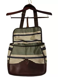 Duluth Pack Blue & Green Stripe Canvas And Leather Unisex Messenger Bag Satchel - Picture 1 of 7