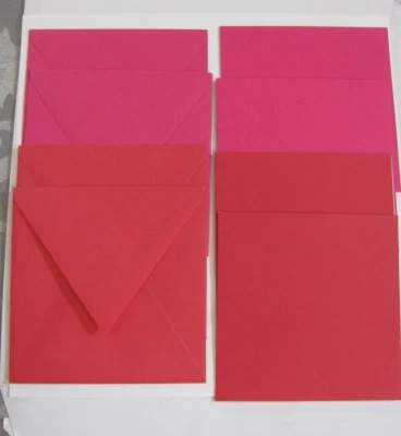 Unbranded CARDS & ENVELOPES 2 Red 2 Pink Blank Inside NOS - Image 1 of 4