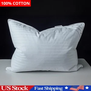 Standard Goose Down Feather Hotel Collection Bed Pillows Sleeping Pillow Back US - Picture 1 of 24