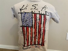 Vintage 90's U.S.A. American Flag World Cup USA 94 T Shirt Size M