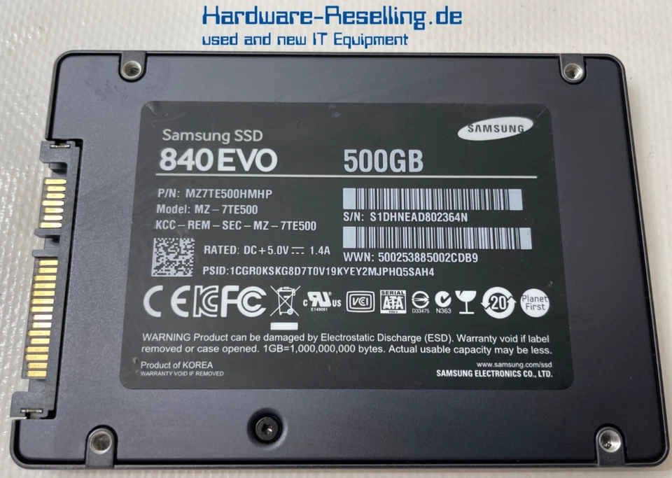 Samsung 840 Evo 500GB SSD SATA III 6G 2,5 " Nand 512MB MZ-7TE500 MZ7TE500HMHP - Photo 1/1