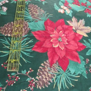 Concord Christmas Cotton Fabric large scale poinsettia dark green blossoms BTY - Picture 1 of 5