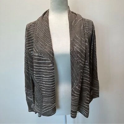 Cardigã Lafayette 148 leve malha jacquard estampa animal aberto de ombros novo com etiquetas - Imagem 1 de 4