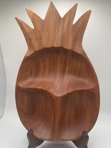 Kamani Wooden Pineapple three sectioned plate, - Picture 1 of 6