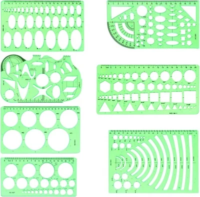 SENSEYO 7 Pack Drawings Templates Stencil, Circle Template for Geometric 7 pcs