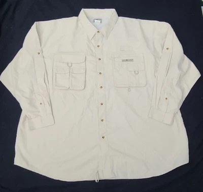 NWOT HOOK TACKLE Shirt Men's 4X Beige Sportsman Fishing Outdoor Vented - Image 1 of 4