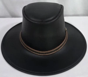 American Hat Makers Limited Edition 2020 Midnight Rider Leather Outback Hat Sz M - Picture 1 of 10