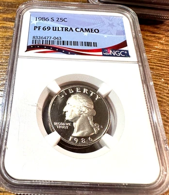 1986-S Washington Quar NGC PF69 Ultra Cameo White No Spots Best Price Ebay* CHRC - Image 1 of 2