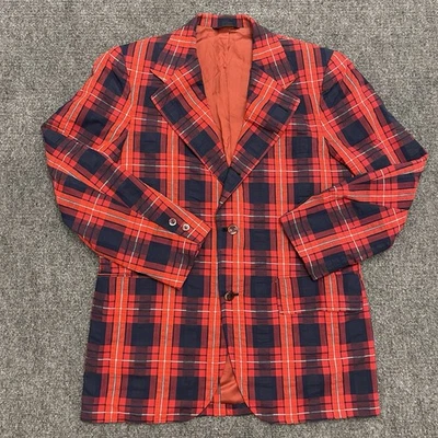 Vintage O’CONNELL LUCAS CHELF Tuxedo Suit Jacket Men 40R Black RED Plaid - USA  - Image 1 of 4