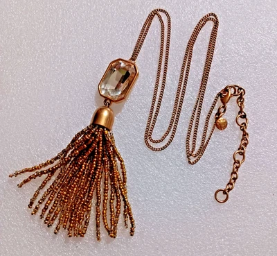 Ожерелье огромный со стразами заявление J экипажа старинный стиль бронза бисером кисточки 17» - Изображение 1 из 4