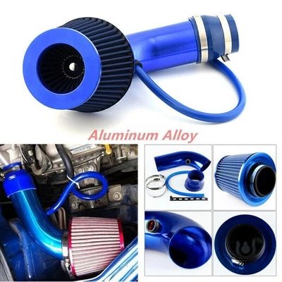 Blue Car Cold Air Intake Filter Induction Pipe Power Flow Hose System NEW - Image 1 of 4