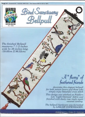 True Colors Counted Cross Stitch Pattern, BIRD SANCTUARY BELLPULL, 7.5”W X 38"L - Image 1 of 4